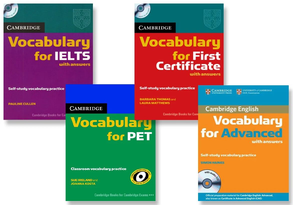 Cambridge-English-Grammar-and-Vocabulary-for-FCE. Vocabulary for first Certificate. English Vocabulary for IELTS Cambridge. Cambridge Vocabulary for IELTS Advanced. Vocabulary 2 book