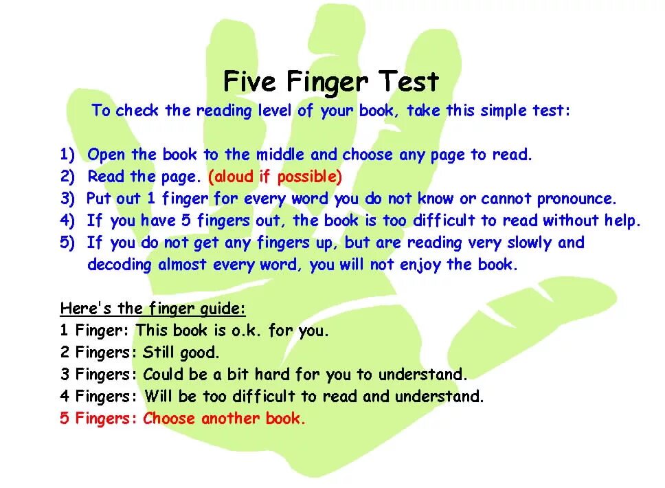 Фингер перевод. Finger Test. My fingers перевод. Five fingers reading ability Test.