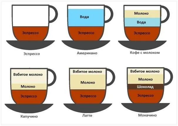 Что входит в состав кофе. Виды кофе Мокачино латте. Виды кофе американо эспрессо капучино латте. Латте капучино американо эспрессо пропорции. Кофе латте капучино эспрессо американо отличия.