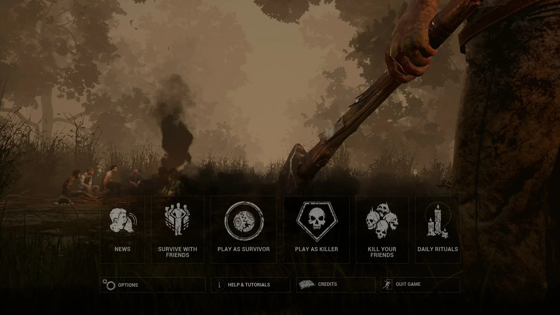 Меню дбд. Dead by daylight главное меню. дбд меню. дбд экран меню.