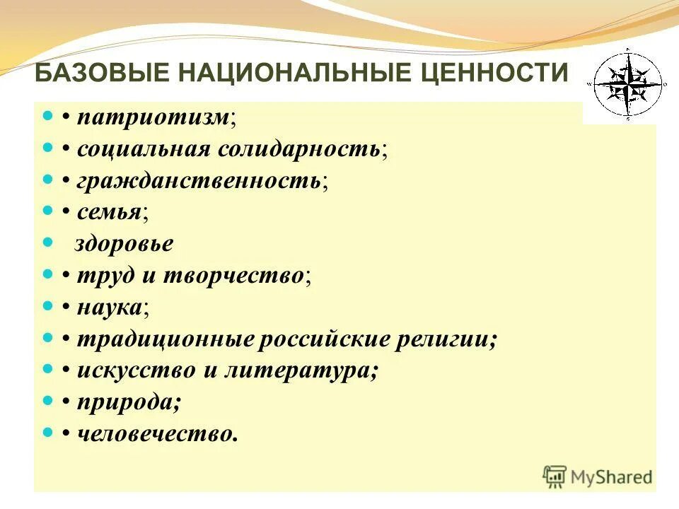 Понятие национальных ценностей