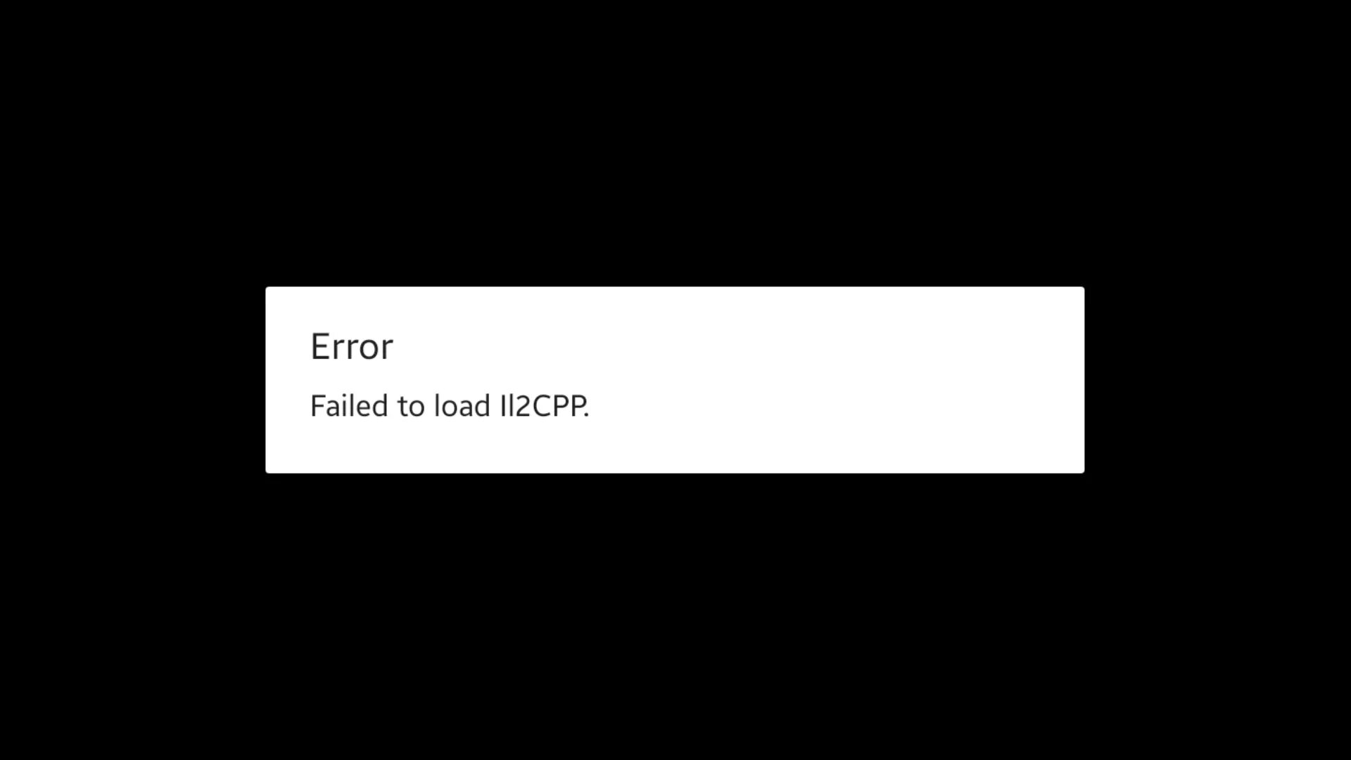 Failed to extract resources needed by. Ошибка ВК err failed. Failed to load il2cpp. Error il2cpp.