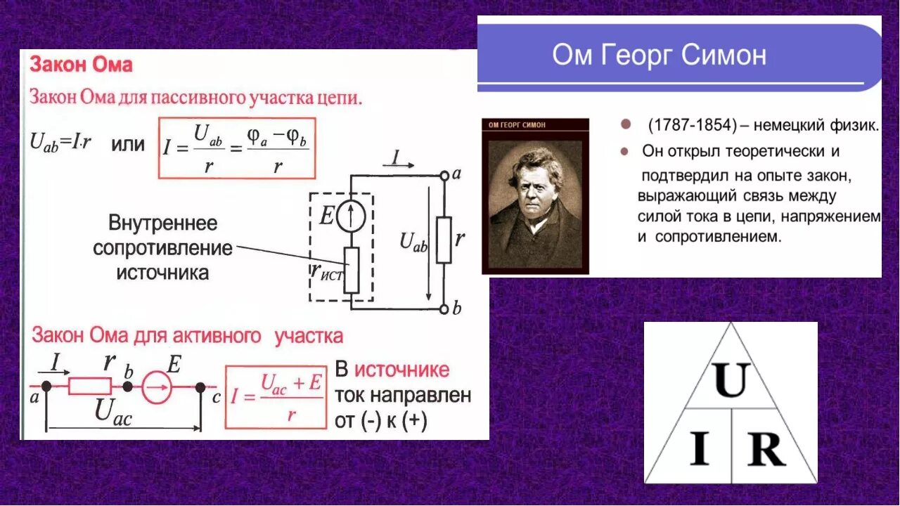 Закон Ома для активного участка электрической цепи. Закон Ома для участка для участка цепи. Закон Ома для пассивного участка цепи. Формула закона Ома для участка электрической цепи постоянного тока. Схема ом физика