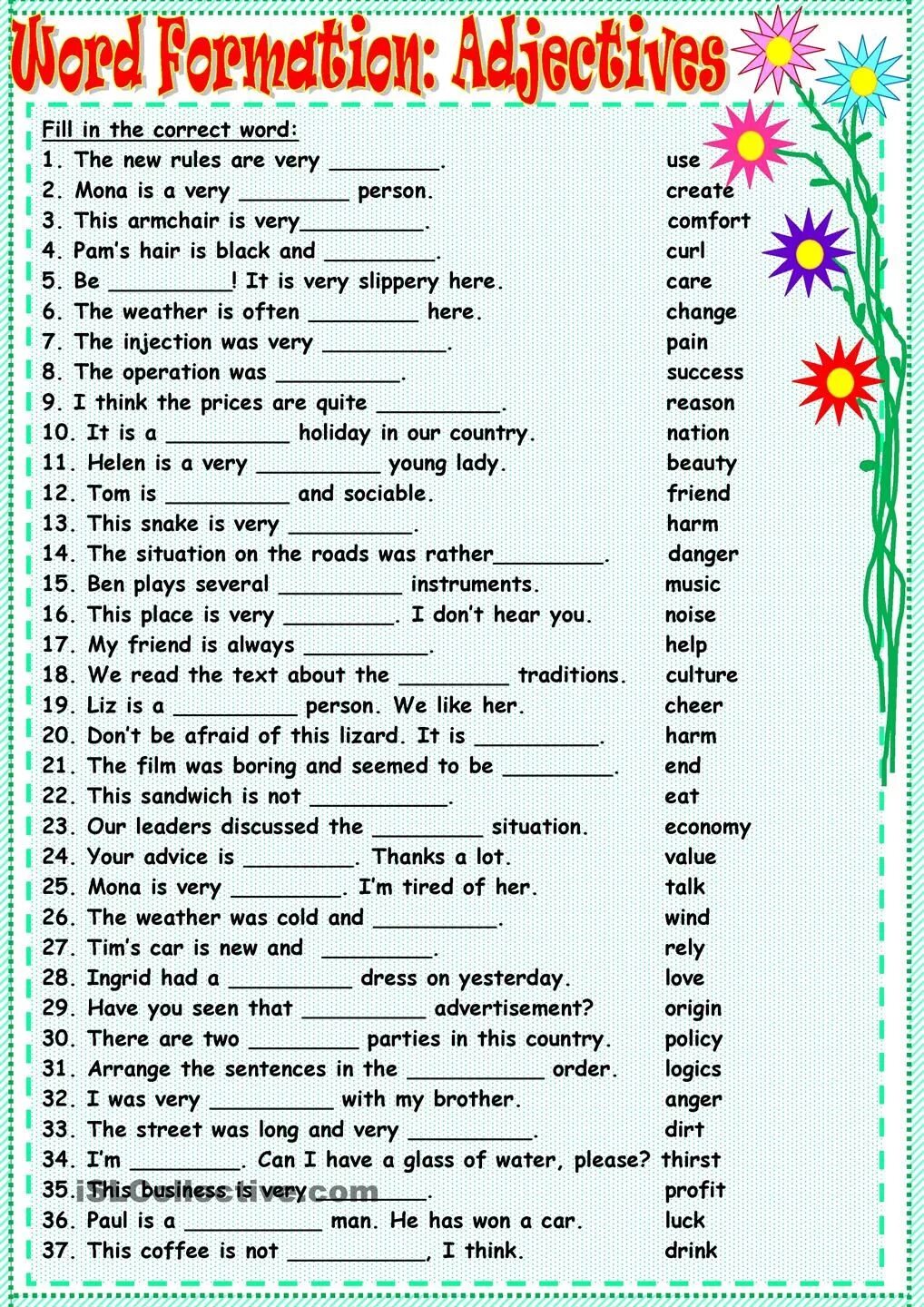 Fill in the prefixes