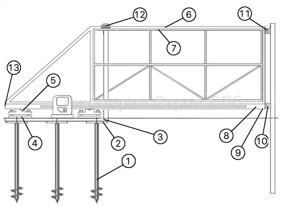 Откатные ворота своими руками пошаговая инструкция видео. Схема монтажа откатных ворот 4.5 метра. Чертеж откатных ворот 7м. Откатные ворота монтажный чертеж. Каркас откатных ворот чертеж 5м.