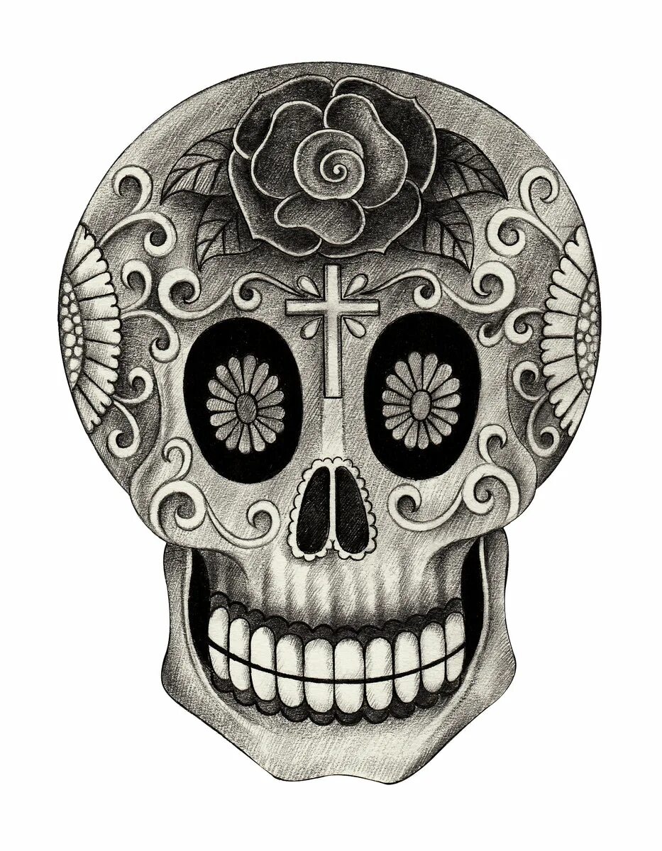 Череп на дне. El día de muertos эскиз тату. Scull Vinyl Design.