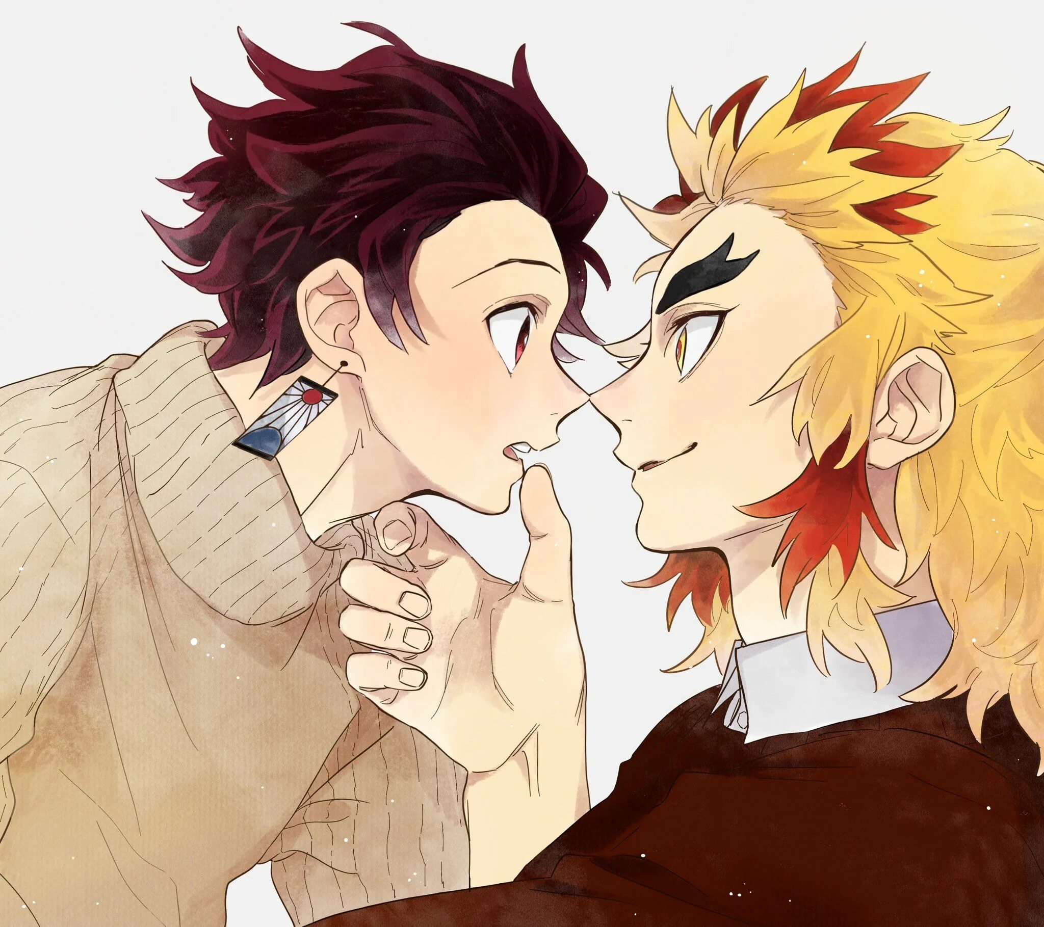 мудзан и камадо. танджиро и кибуцуджи. танджиро и мудзан фанфики. клинок рассекающий демонов танджиро и мудзан яой. танжиро и мудзан.