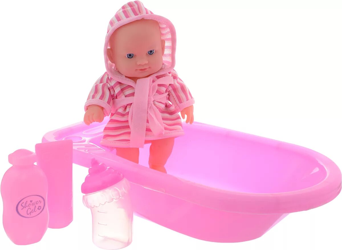 Розовый пупс. Пупс 12 см в ванночке с аксесс.. Пупс с ванной. Игрушка розовая ванна с пупсом. Пупсик в ванночке.