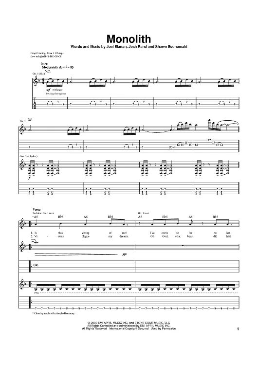 Stone sour through аккорды