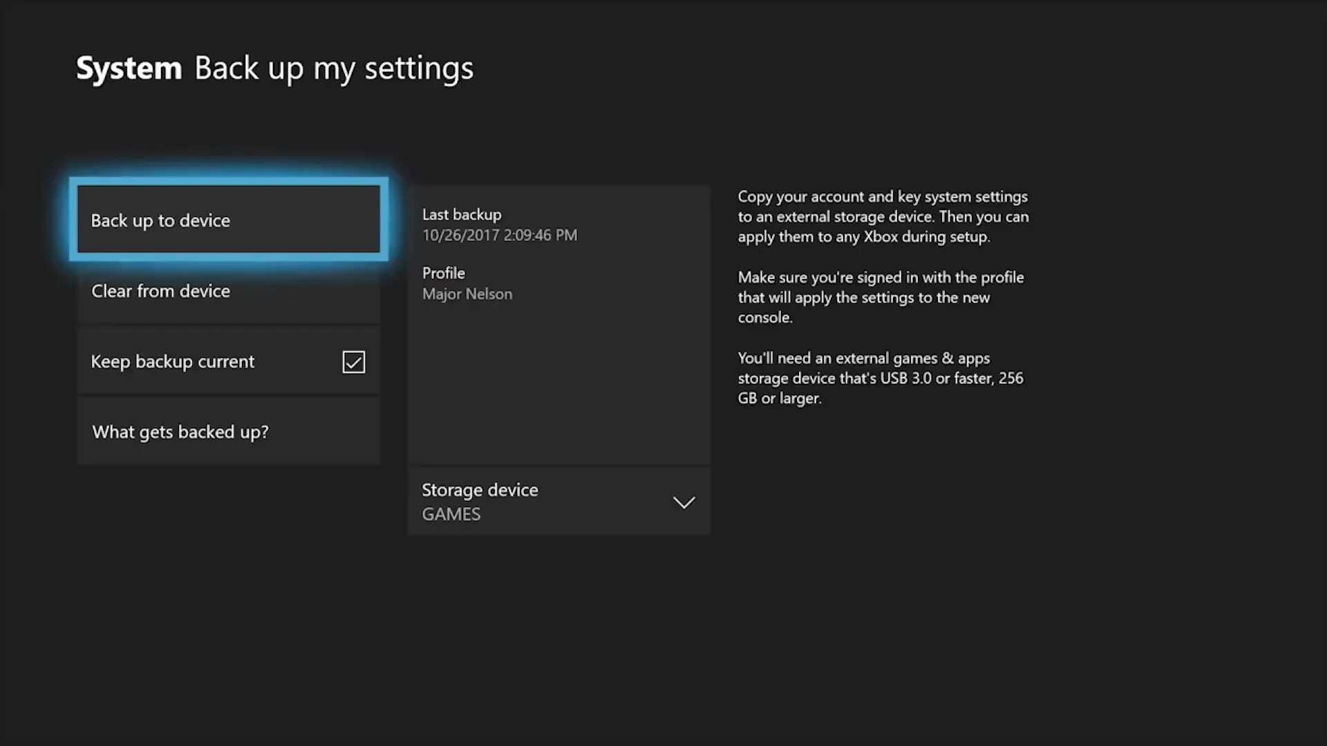 Setup backup
