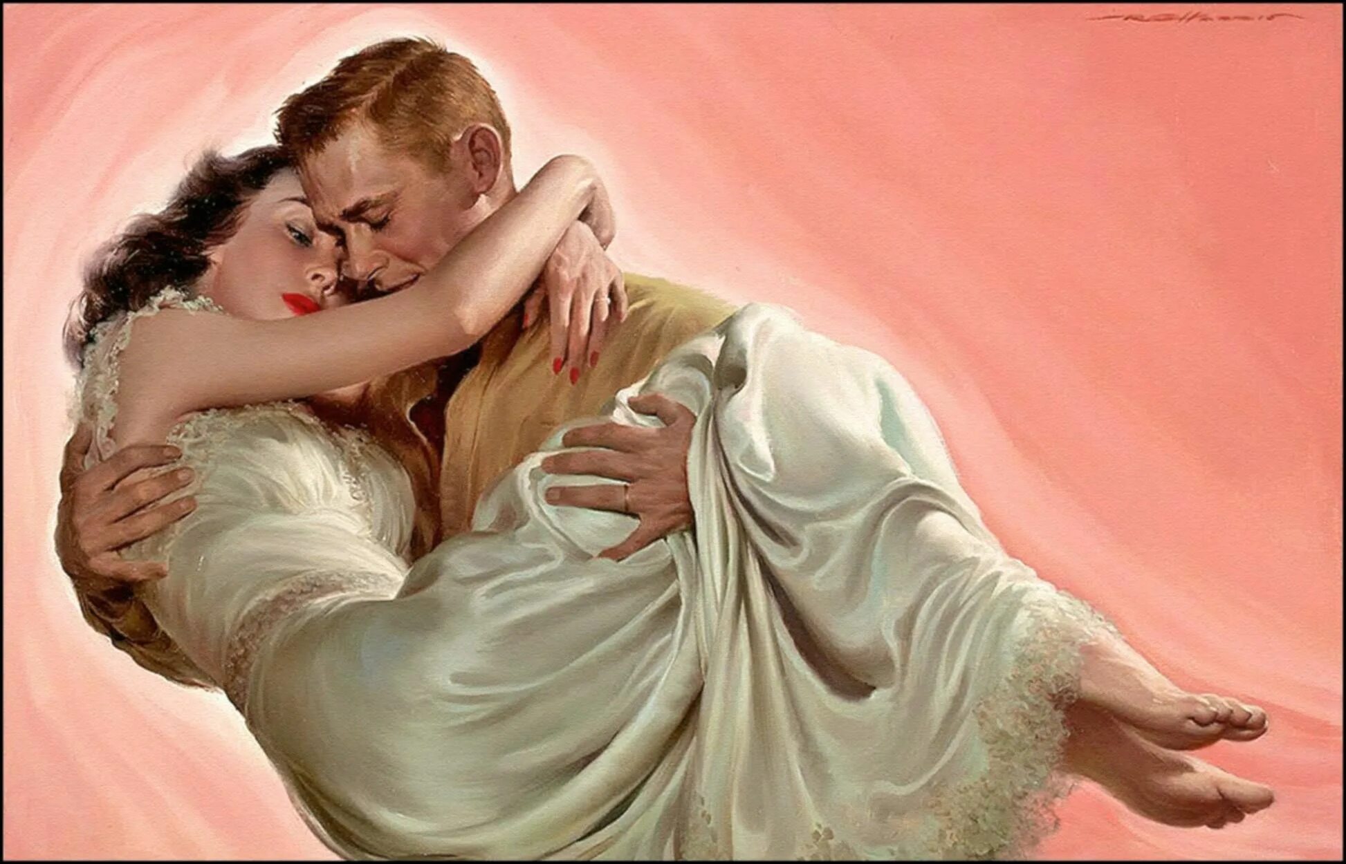 Обнимаю твои колени. Художник Robert George Harris. Мужчина и женщина любовь. Нежность женщины.