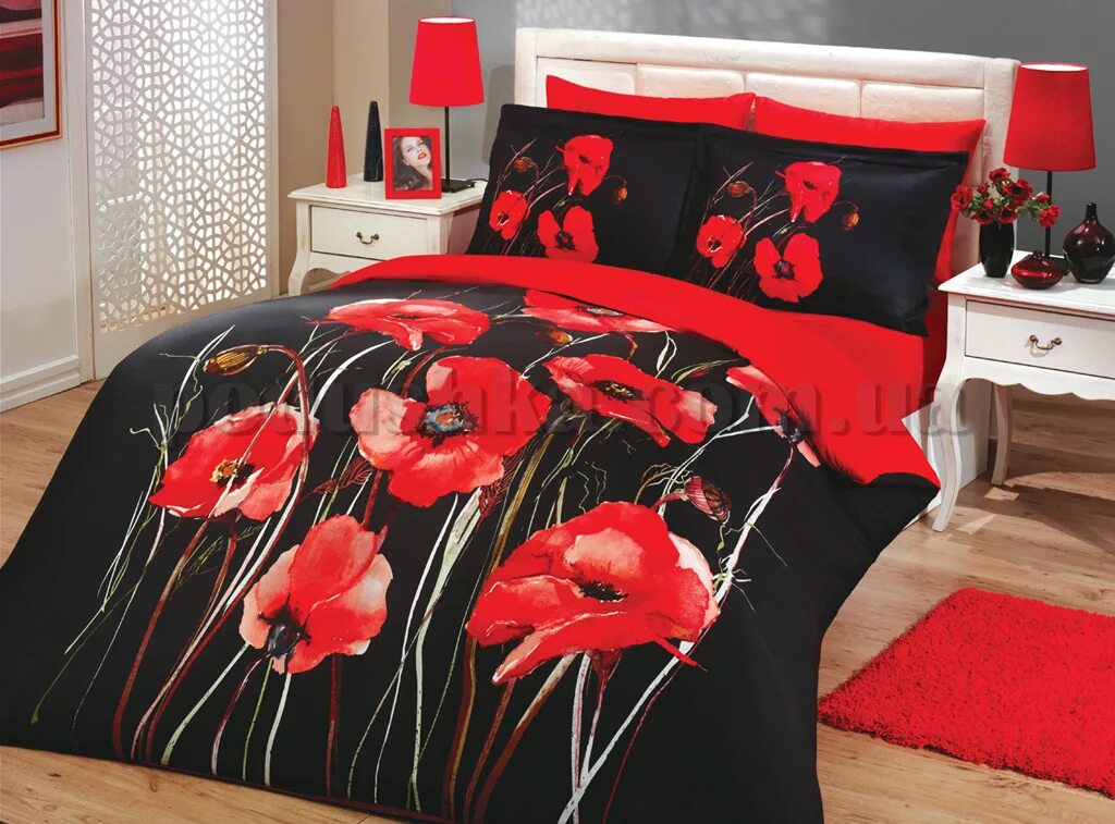 Постельное белье в красных тонах. На красных простынях цвета мак. Постельное белье шейн. На красных простынях цвета мак. Мак на черном фоне.