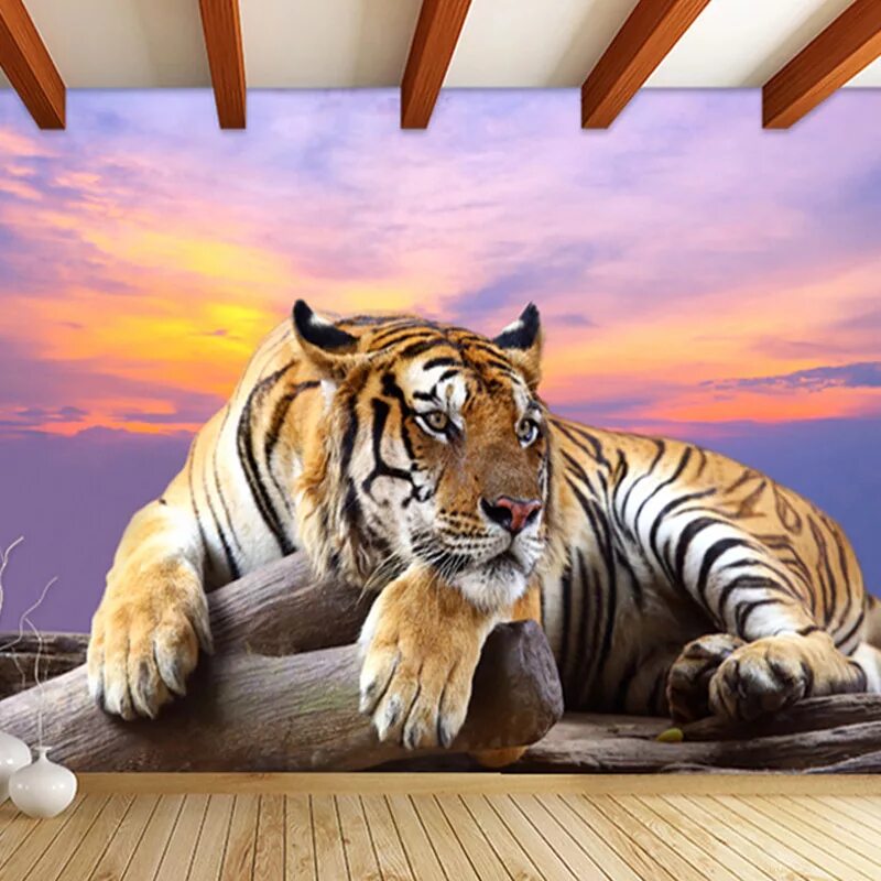 3 д звери. Фотообои тигр. Тигр лежит. Фотообои тигр на стене. Пейзаж с тигром.