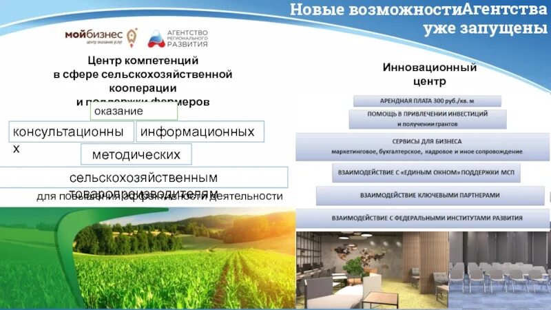 Поддержку фермеров и развитие сельской кооперации