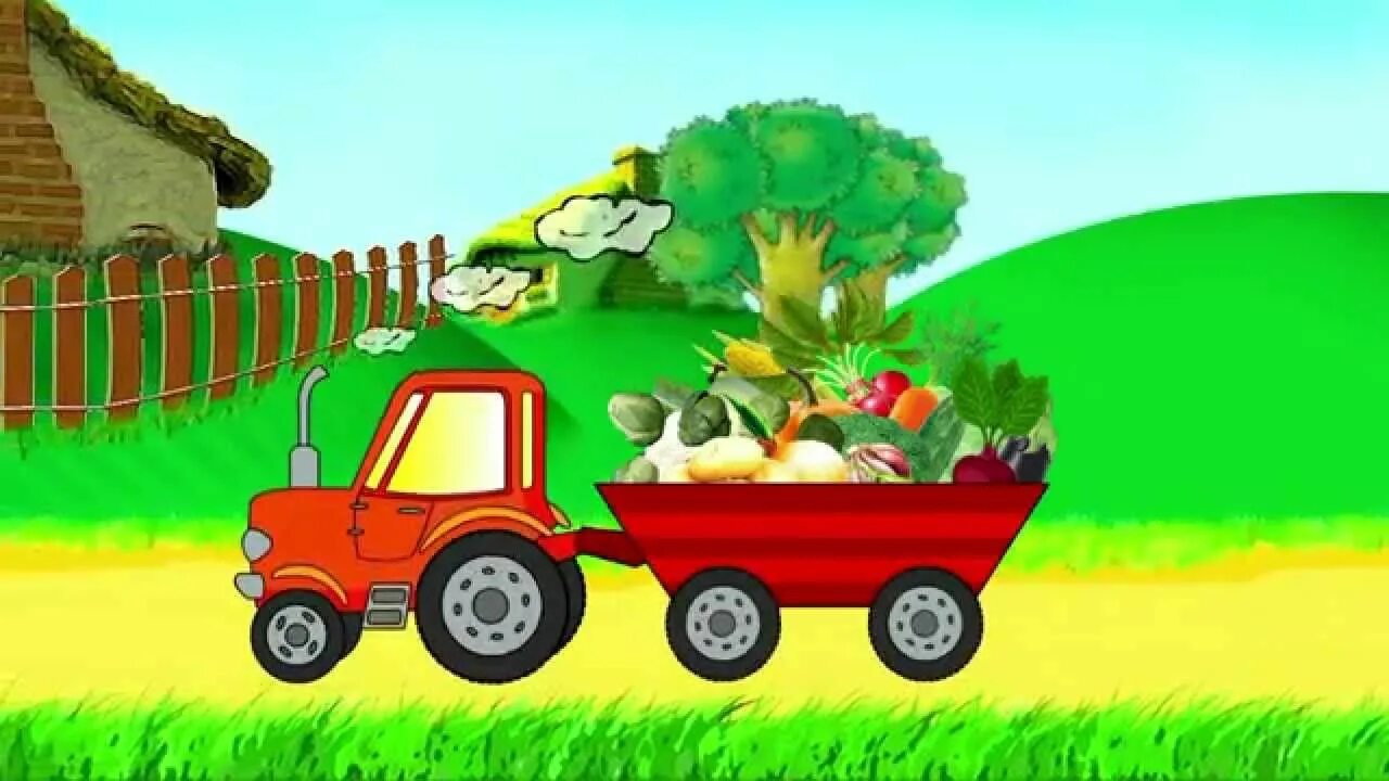 Песня тракторы овощи. Грузовик с овощами. Машина с урожаем для детей. Машина везет урожай. Машинка с овощами для детей.