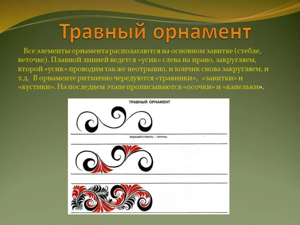 Что значит завиток. Травный орнамент. элементы травного орнамента. хохломская роспись. травный узор завиток.