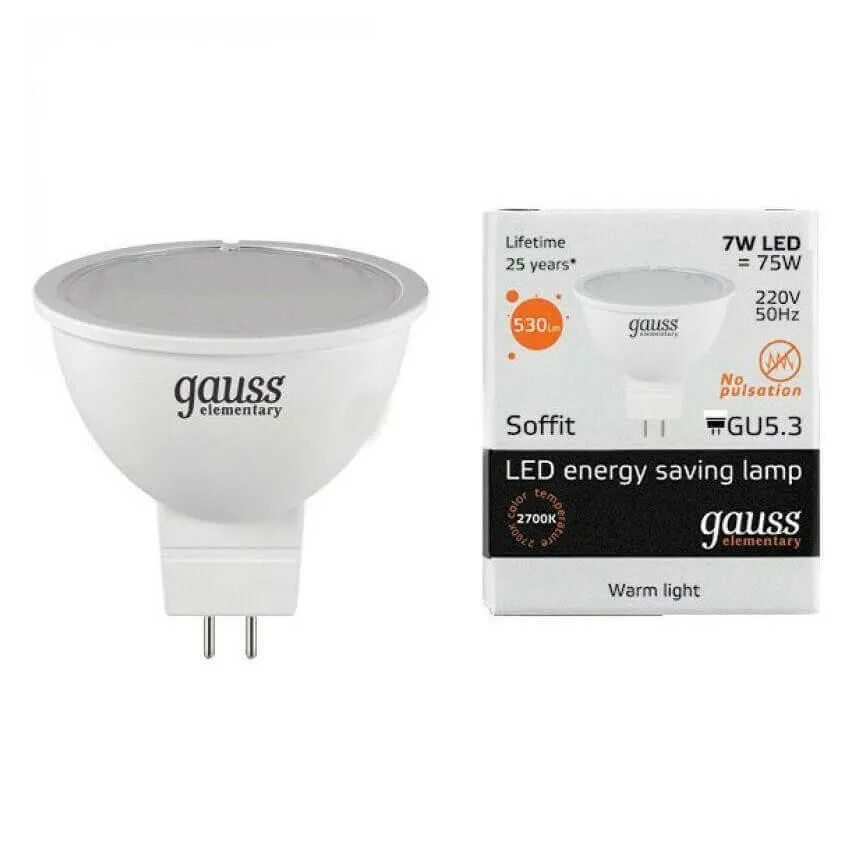 Led elementary mr16. Лампа Gauss led Elementary mr16 gu5.3 7w 530lm 3000k 1/10/100. Лампа Gauss 7w 2700 gu 5.3. Лампа светодиодная Gauss 13517. Лампа Gauss gu5.3.