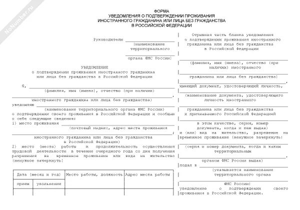 Заполнение уведомления о подтверждении ВНЖ. Уведомление на проживание иностранного гражданина в РФ образец. Бланк подтверждения проживания иностранного гражданина. Бланка уведомления о подтверждении РВП.