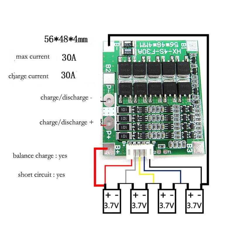 Li-ion 18650 4s. Hx-4s-f30a. 4s bms ic. Плата баланса. Модуль защиты печатной платы bms4.