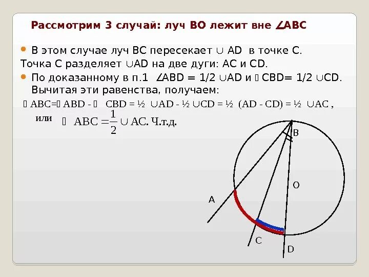 Доказательство теоремы о вписанном угле. Вписанный угол доказательство. Вписанный угол теорема доказательство. Теорема о вписанном угле доказательство. 3 Случай вписанного угла.