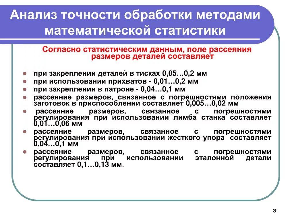 Влияние на точность. Точность анализа. Статистический анализ точности механической обработки. Исследование точности механической обработки. Анализ точности методом математической статистики.