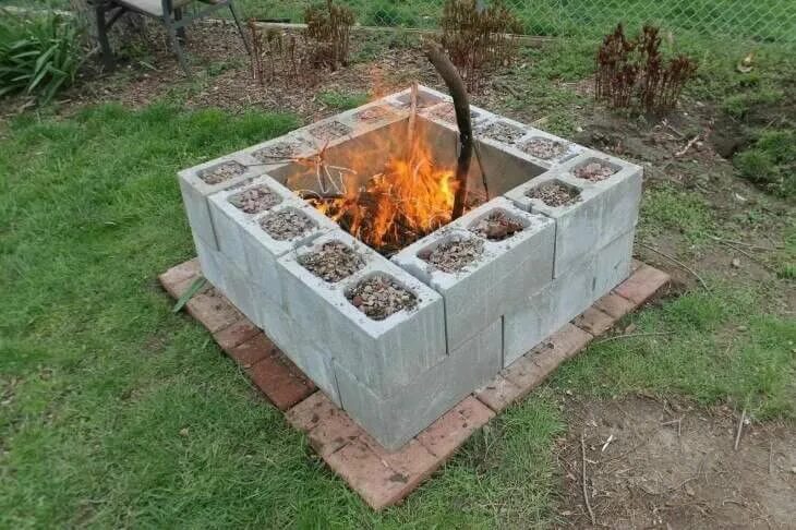 DIY cement blocks Cinder block garden, Cinder block fire pit, Backyard fire