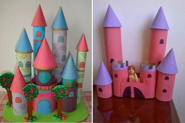 замок из рулонов от туалетной бумаги. снежный замок из втулок. домики из втулок. куда сложить карандаши в детском саду. макет замка.