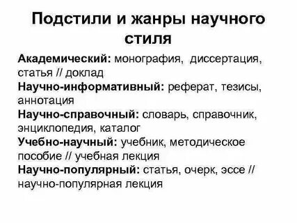 Научный жанр примеры