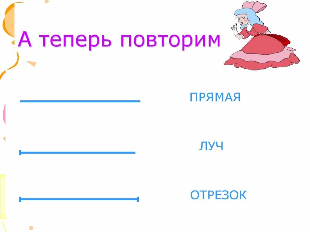 Повтори прямо сейчас. Прямая луч отрезок 2 класс. отрезок и луч для дошкольников. луч отрезок прямая 1 класс. а теперь повтори всему классу the.