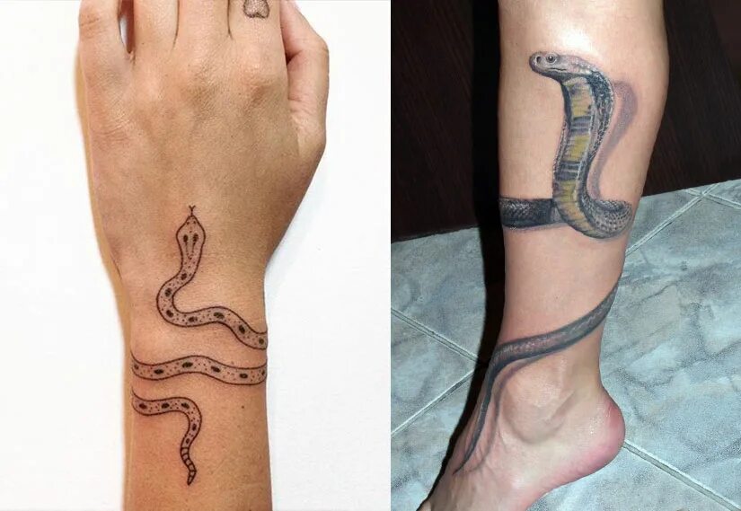 Тату змеи. Тату змея на руке. Тату змея на ноге. Тату змея на голени.