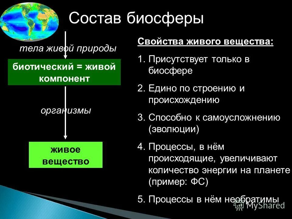 Укажите состав биосферы