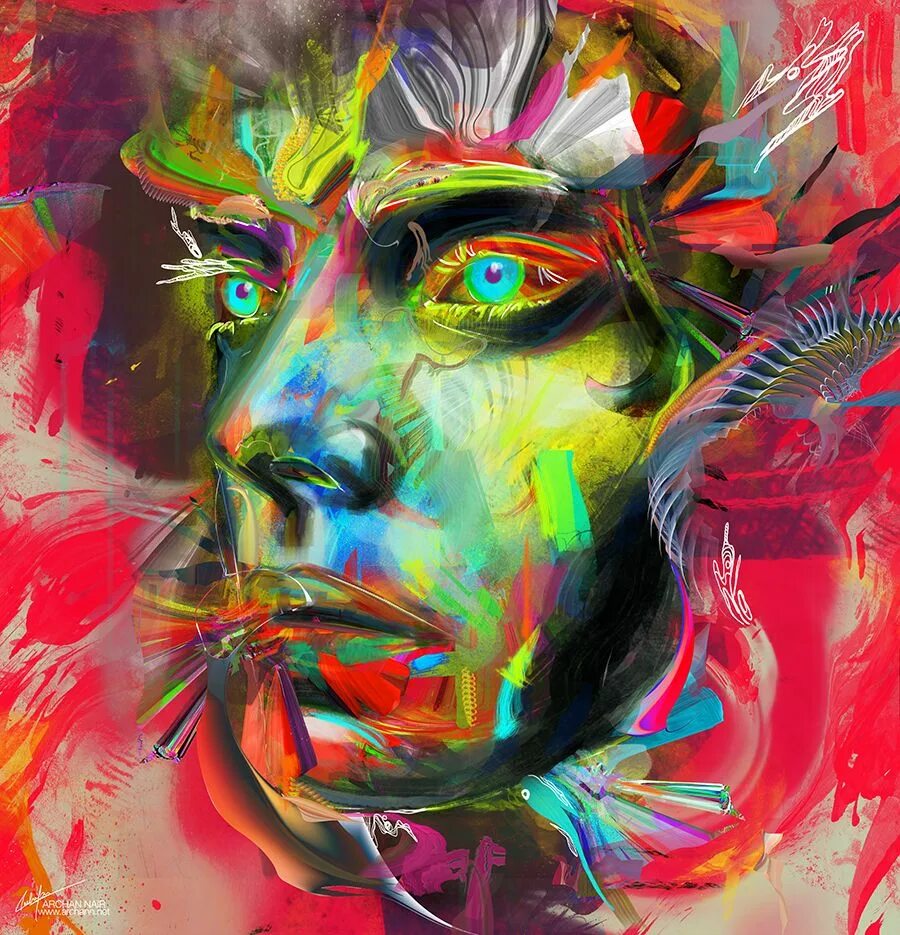 Digital paint. Archan Nair. Картины Арчан Наир. Психоделический портрет. Современное искусство Графика.