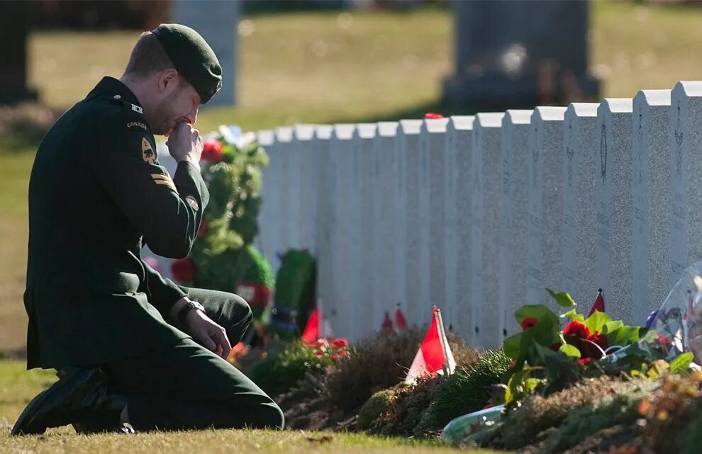 Цветы в честь памяти. Кладбище солдат.