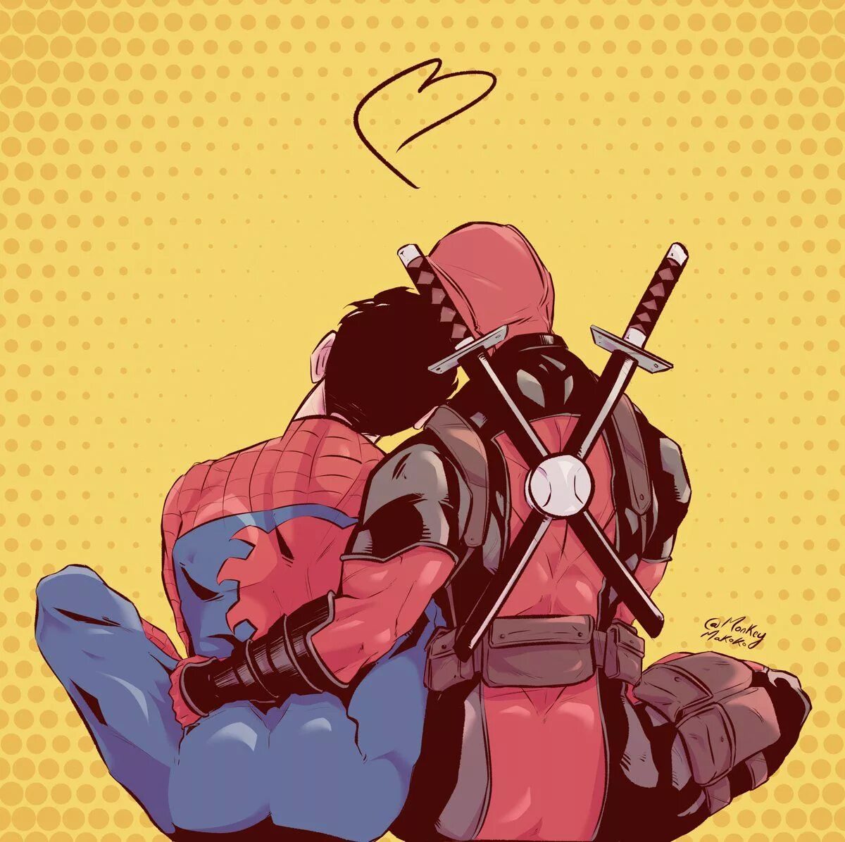 Spideypool. Спайдипул арт. Питер Паркер и Дэдпул 18. Дэдпул и человек паук любовь. Питер Паркер и Уэйд Уилсон 18.