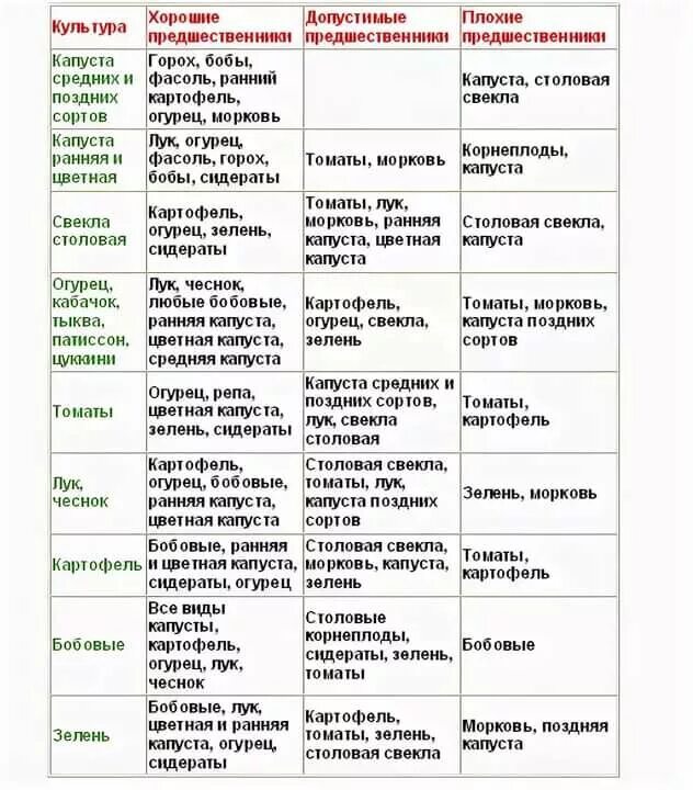 Таблица предшественников в севообороте. Таблица чередования посевов овощей в огороде. Чередование посадок овощных культур таблица. Севооборот на грядках таблица.