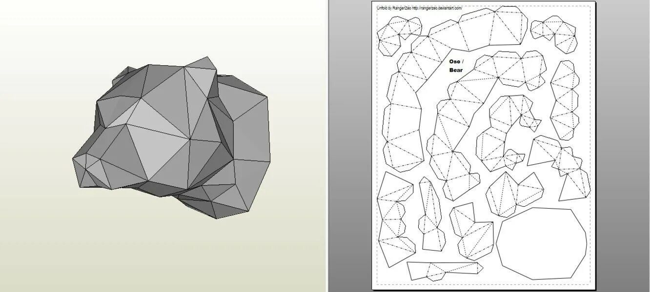 Простые развертки. Паперкрафт голова медведя схема. Полигональное моделирование схемы. Полигональные фигуры развертки. Полигональные скульптуры развертки.