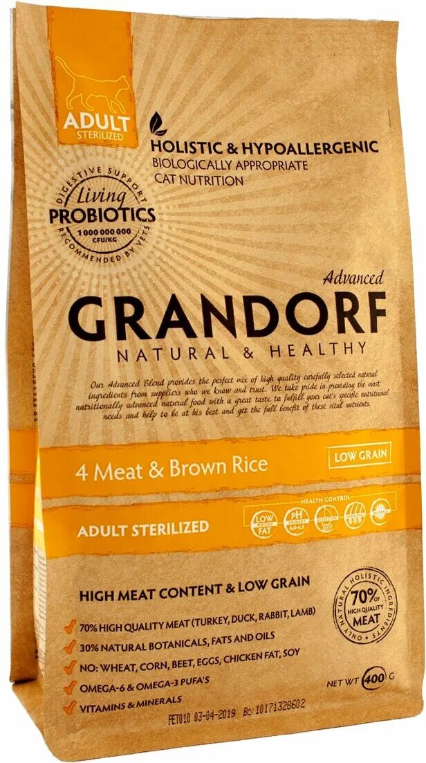 Грандорф купить 4 мяса. Корм для кошек Grandorf 4 meat & Brown Rice Sterilized. Grandorf 4 meat & Brown Rice Sterilised. Грандорф 4 мяса для кошек стерилизованных.