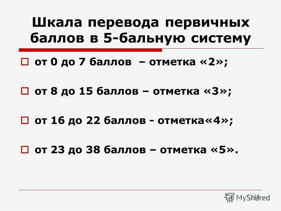 Перевод в 5 бальную систему. Перевод в 5 бальную систему