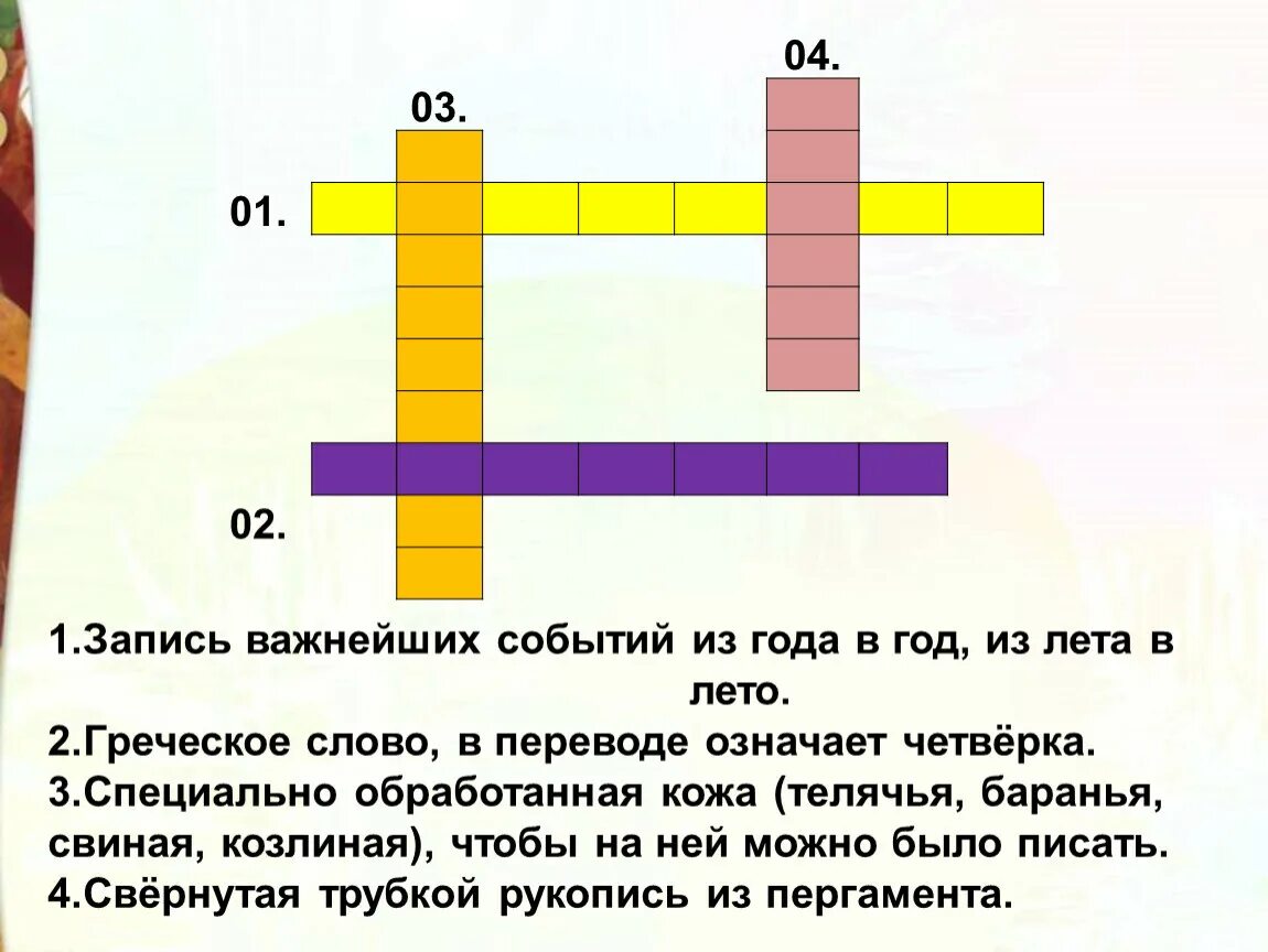 Четверка греческое слово что означает. Греческое слово означающее четверка. Греческое слово в переводе означает четверка. Запись важнейших событий из года в год из лета в лето.