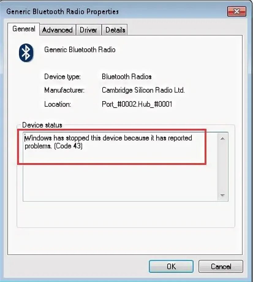 Generic bluetooth adapter ошибка. Код 43 usb. generic bluetooth radio. код 43. error 43.