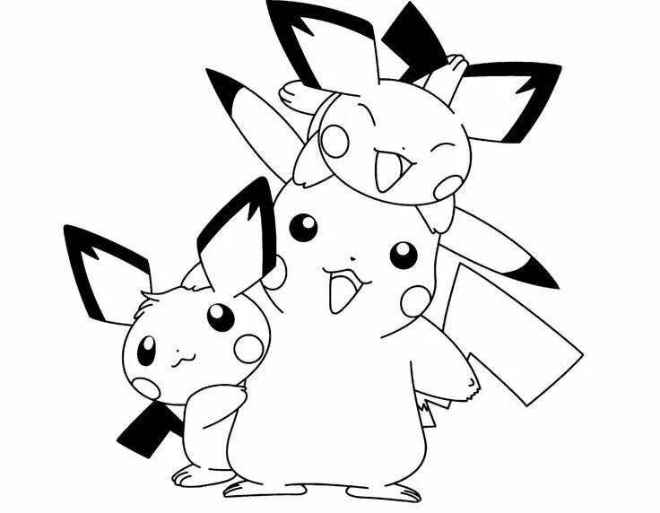 Pokemon Eevee and Pikachu Coloring Page for Kids " Turkau in 2022 Pikachu colori
