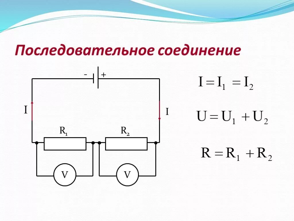 Нарисуйте последовательное соединение проводников