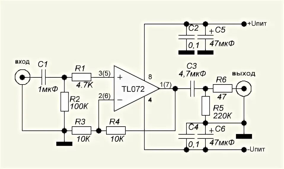 Предварительный унч. Операционный усилитель tl072 схема. Схема нормирующего усилителя на ОУ. Предварительный усилитель tl072. Усилитель на микросхеме tl072.