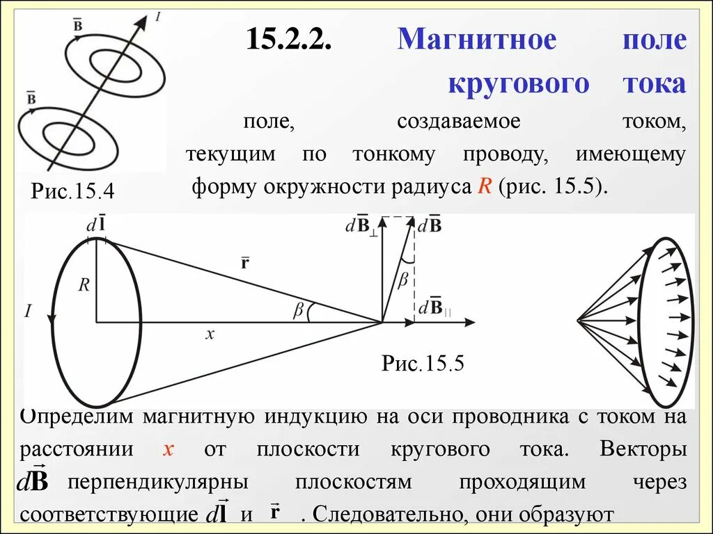 Индукция поля в центре кольца. Формула для расчета магнитной индукции на оси кругового тока. Магнитное поле на оси кругового тока формула. Напряженность магнитного поля на оси кругового тока формула. Магнитное поле на оси кругового проводника с током.