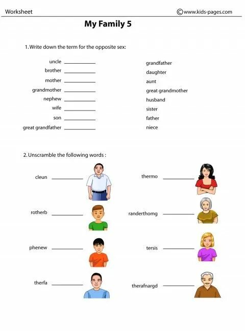 Тест семья 5 класс. Worksheets семья. Семья на английском языке Worksheets.
