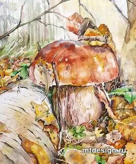 Рисуем осенние грибы