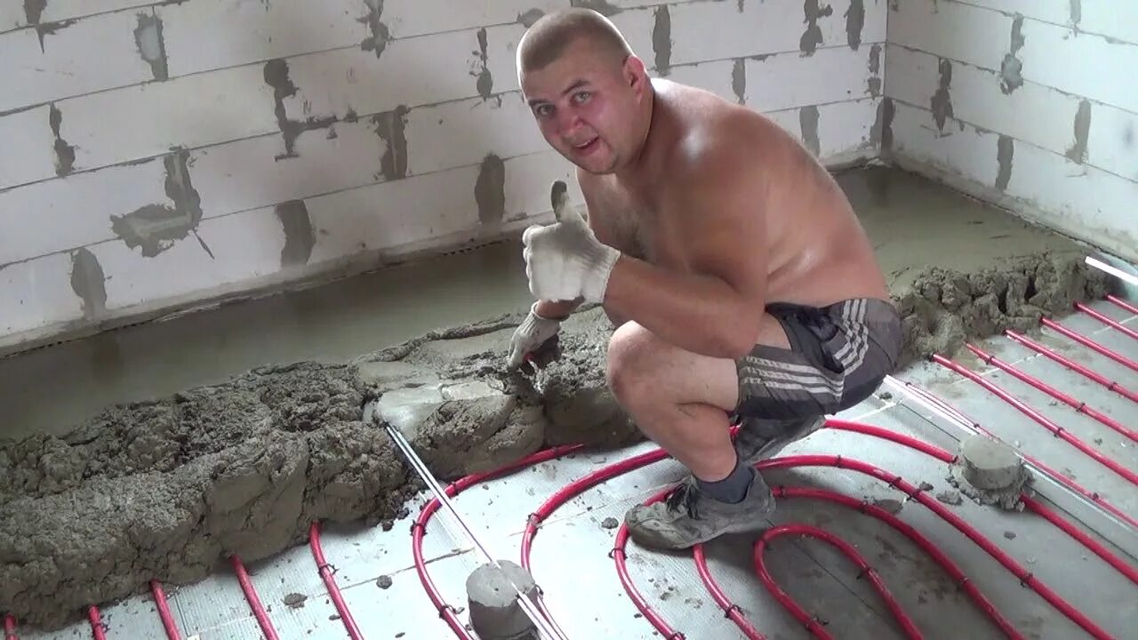 Как залить теплый пол в частном. Теплый пол в доме из газобетона.