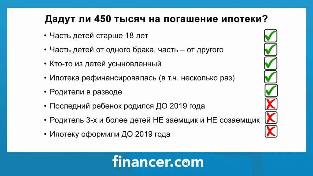 Погашение ипотеки многодетным 450 условия