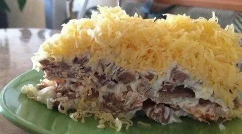 Салат картошка грибы курица яйцо сыр слоями