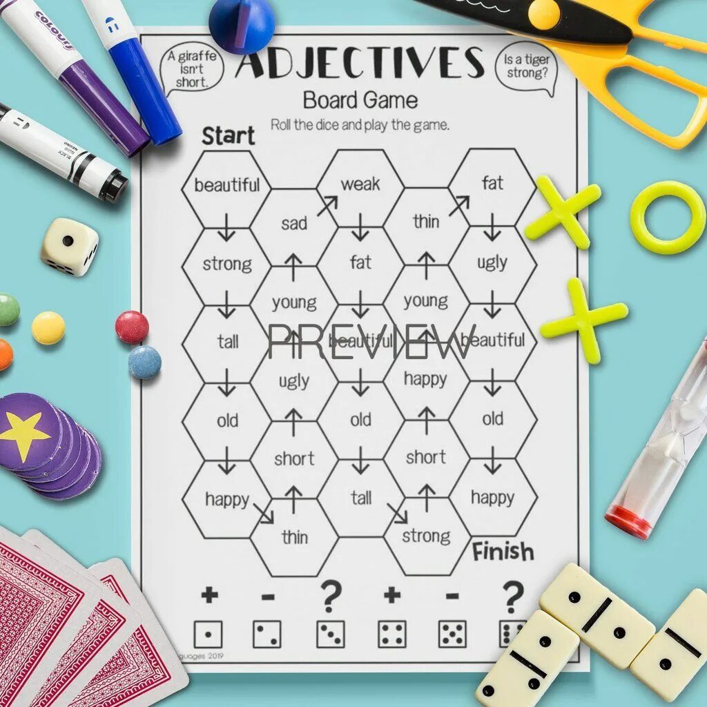 The adjective is games. Игра adjective. Adjectives Board game. Adjectives Board game for Kids. Настольные игры на английском языке для детей.